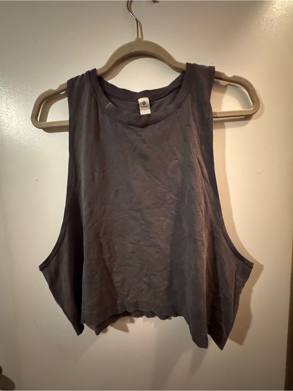 90 Degree By Reflex Charcoal Cropped Muscle Tank